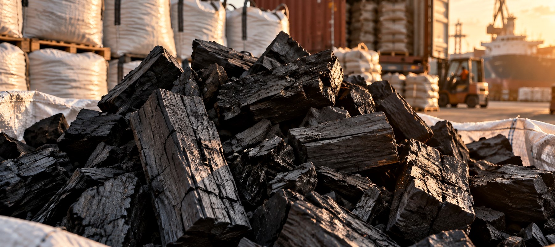 Charcoal export loading and shipping